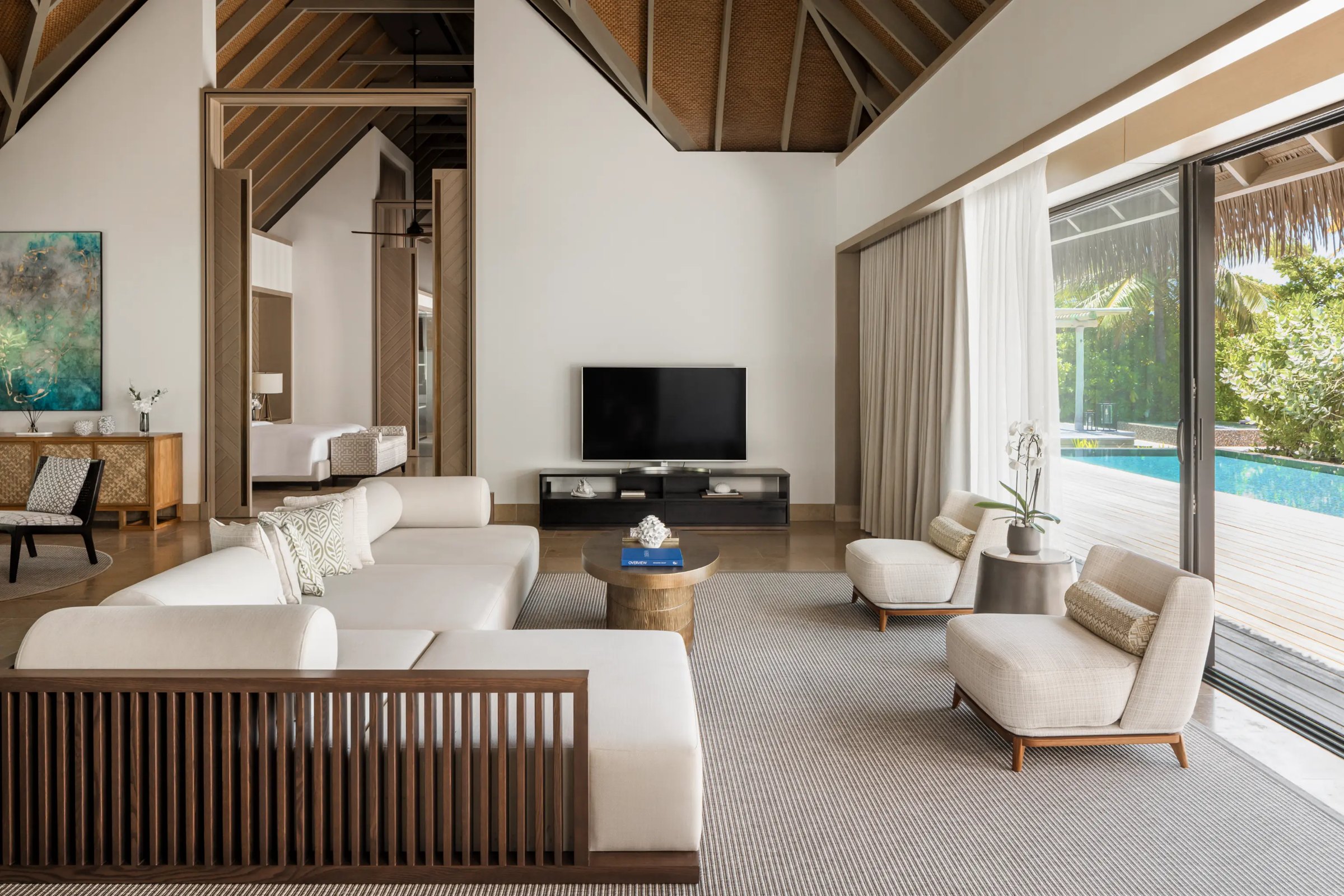 Three Bedroom Grand Beach Villa with Pool at Waldorf Astoria Maldives Ithaafushi, view 1